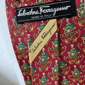 Salvatore Ferragamo Red and Gold Patterned Tie